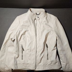 J2 Juniors Cream Faux Leather Jacket